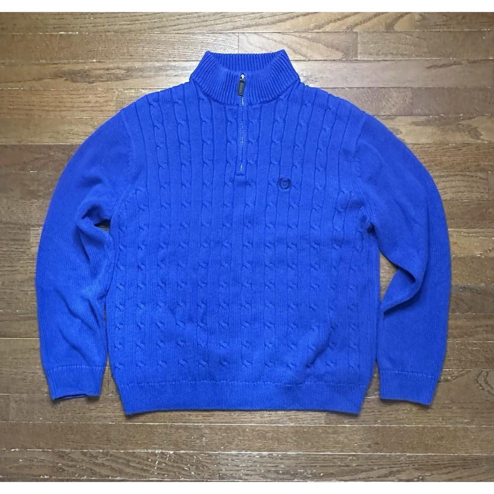 Chaps Men Cable Knit Mock Neck‎ Zip Sweater Purple Size Large